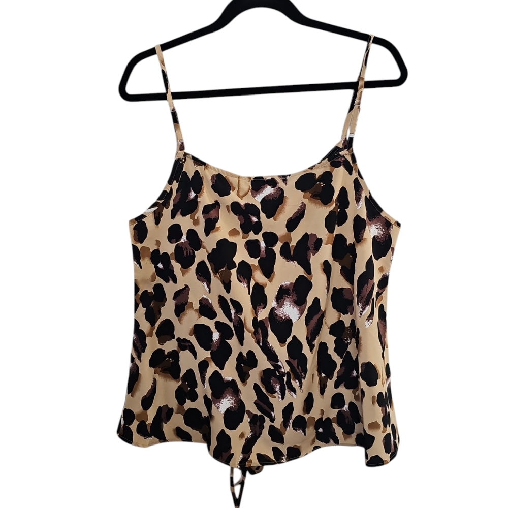 NWT DAVI & DANI Womens Tan Sleeveless Tie Front Camisole Top Size L - Picture 2 of 4